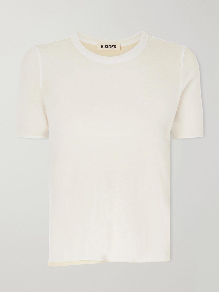 Reversible ribbed-knit cotton-crepe T-shirt by B SIDES
