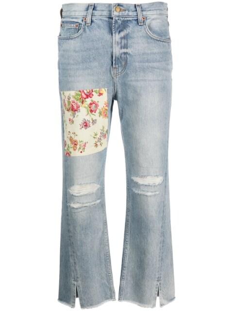 cropped distressed-effect jeans by B SIDES