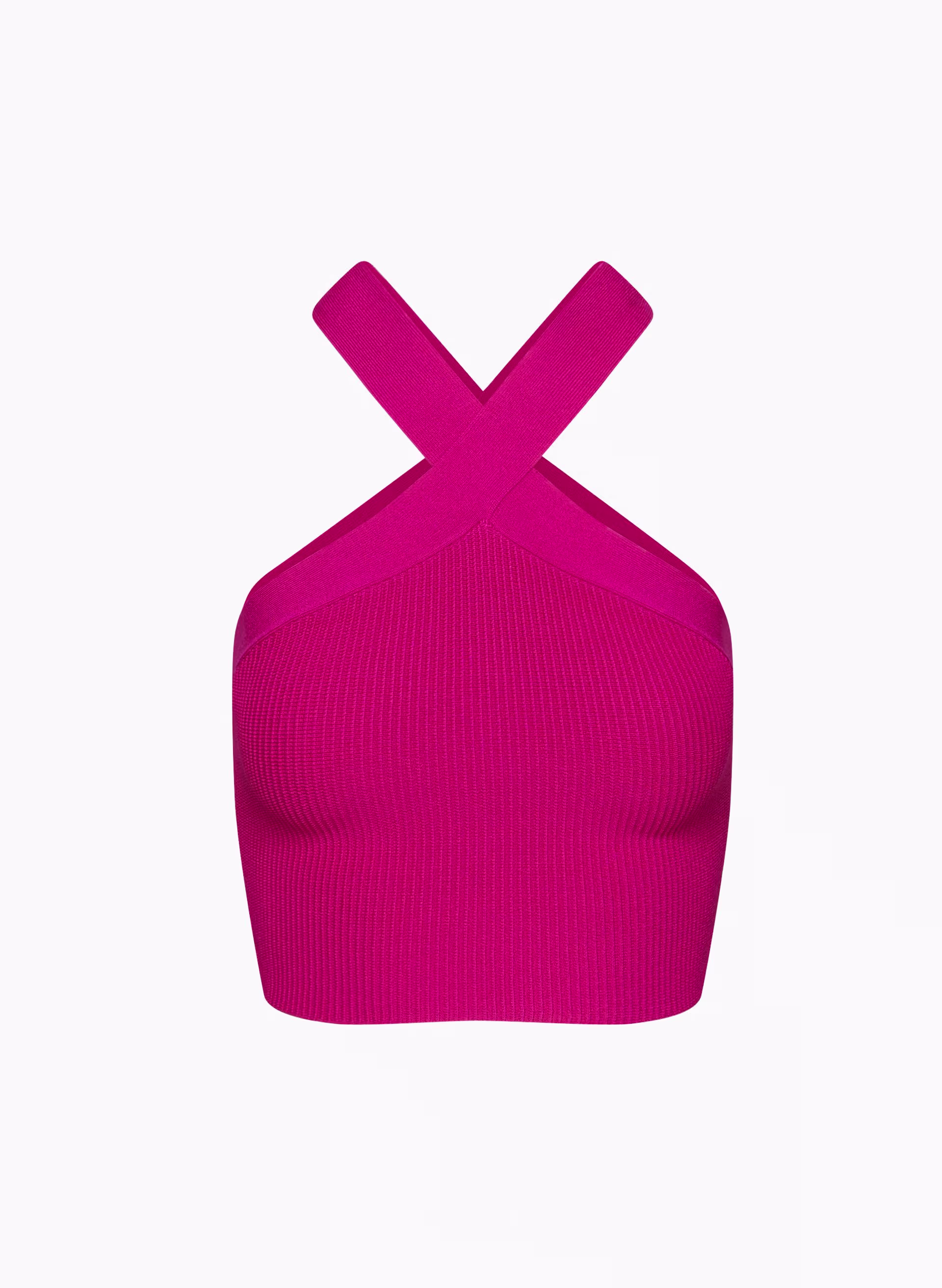 SCULPT KNIT CRISS CROSS CROPPED TANK by BABATON