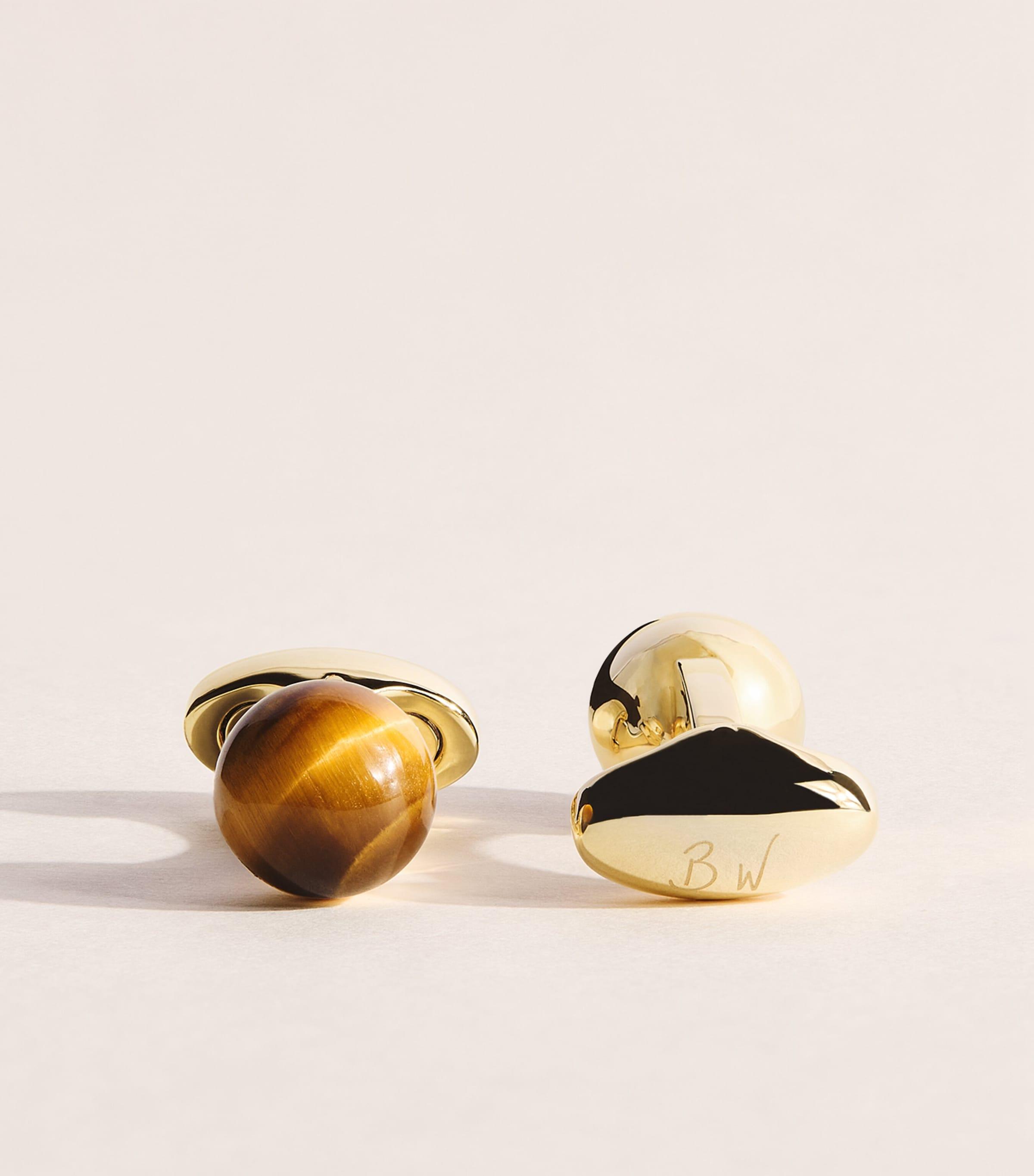 Babette Wasserman Chakra Power Orb Tigers Eye Cufflinks by BABETTE WASSERMAN