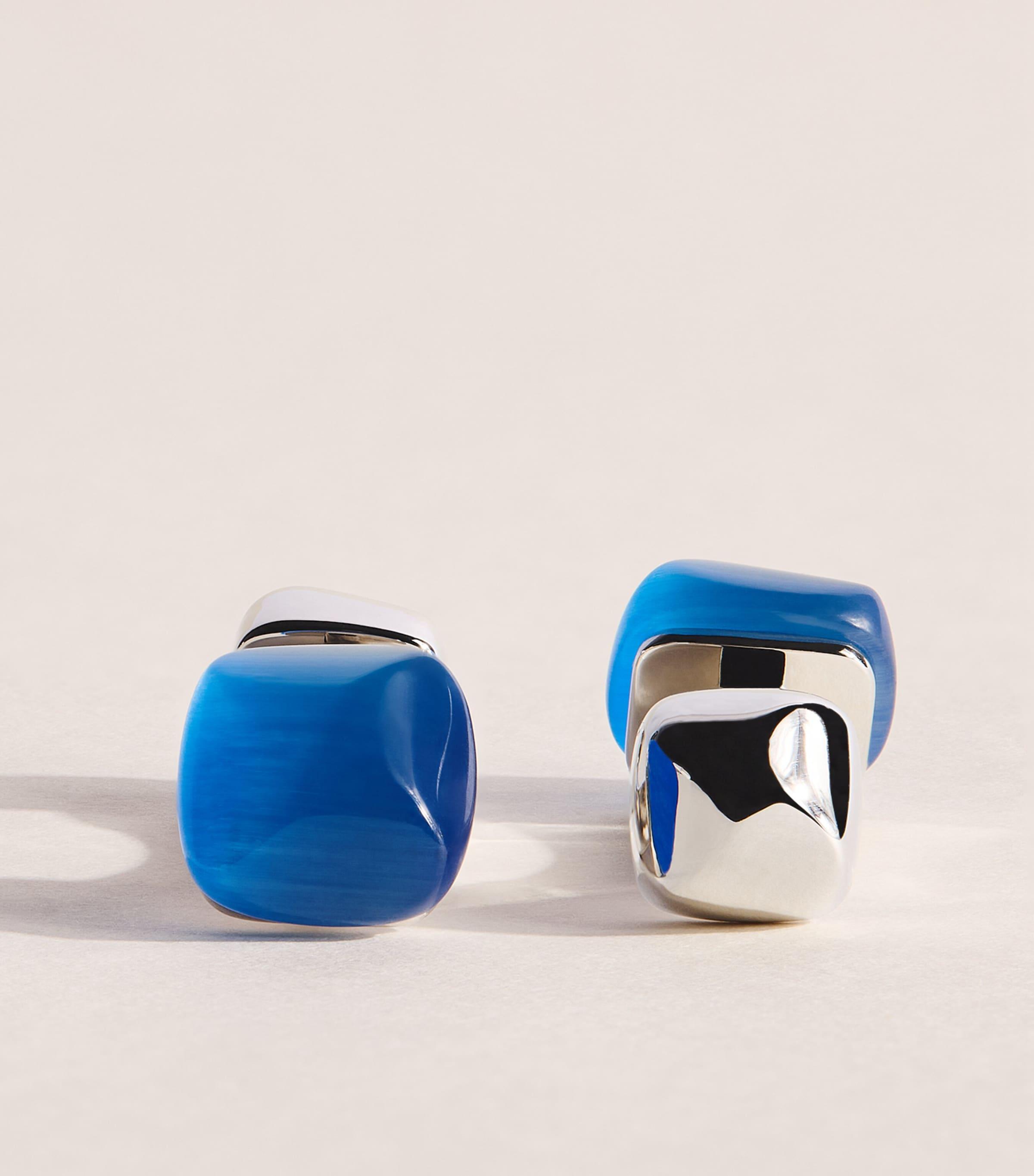 Babette Wasserman Rhodium-Plated Catseye Twist Square Cufflinks by BABETTE WASSERMAN