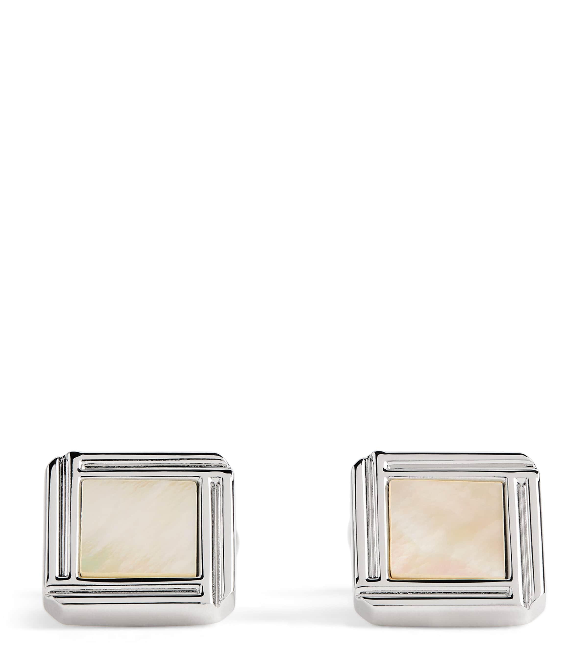 Babette Wasserman Rhodium-Plated Celtic Mother of Pearl Cufflinks by BABETTE WASSERMAN