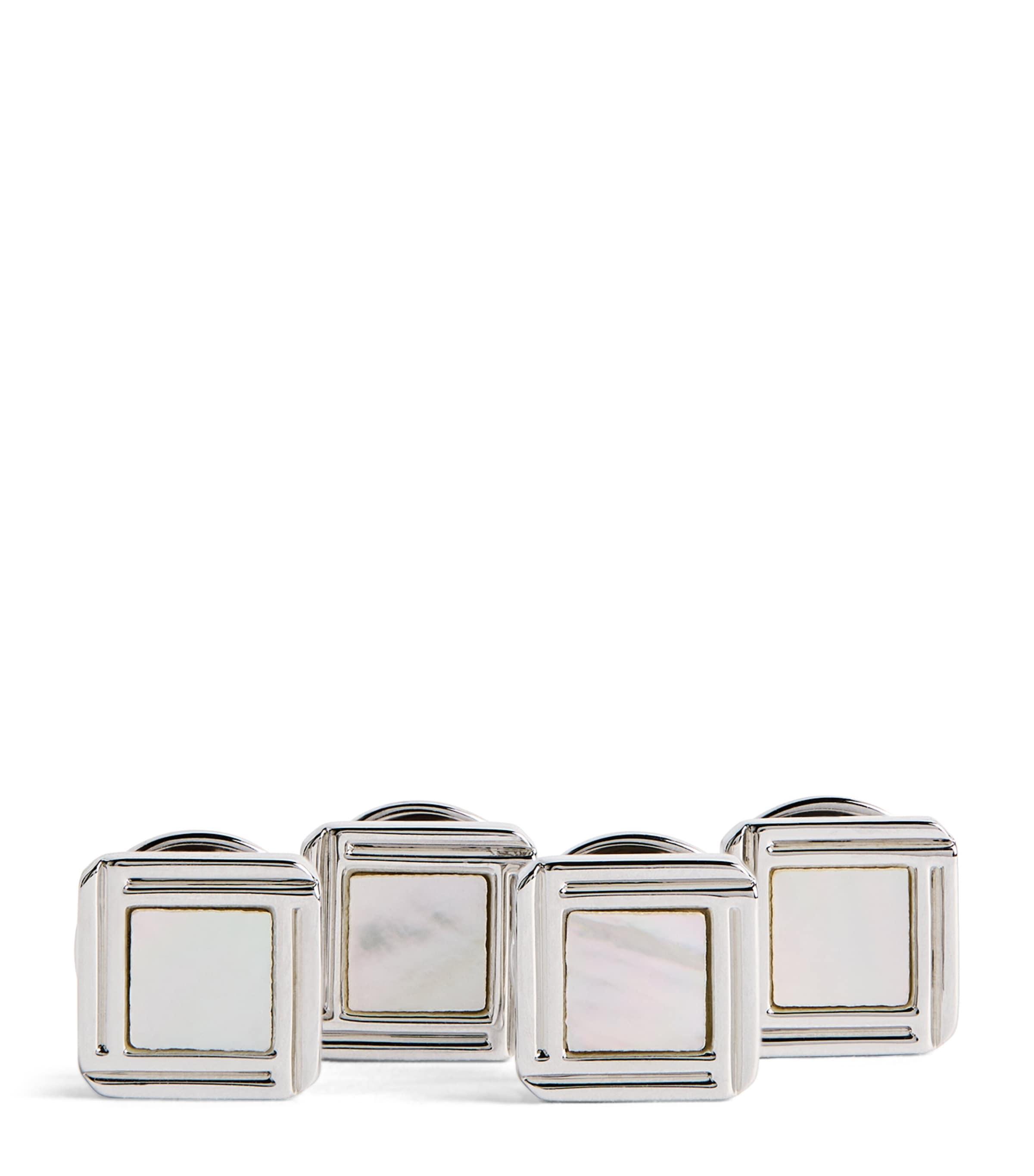 Babette Wasserman Rhodium-Plated Celtic Mother of Pearl Cufflinks Set by BABETTE WASSERMAN