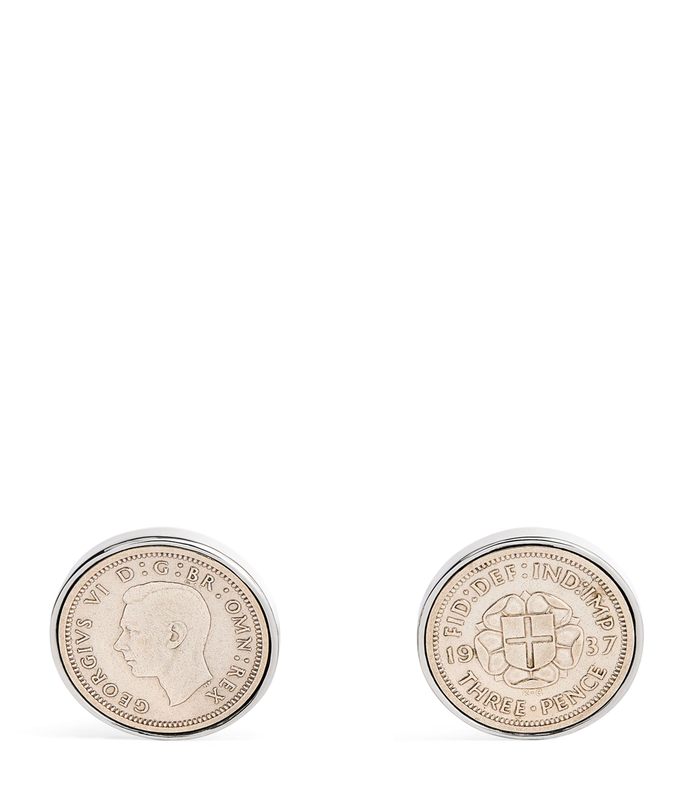 Babette Wasserman Rhodium-Plated Coin Cufflinks by BABETTE WASSERMAN