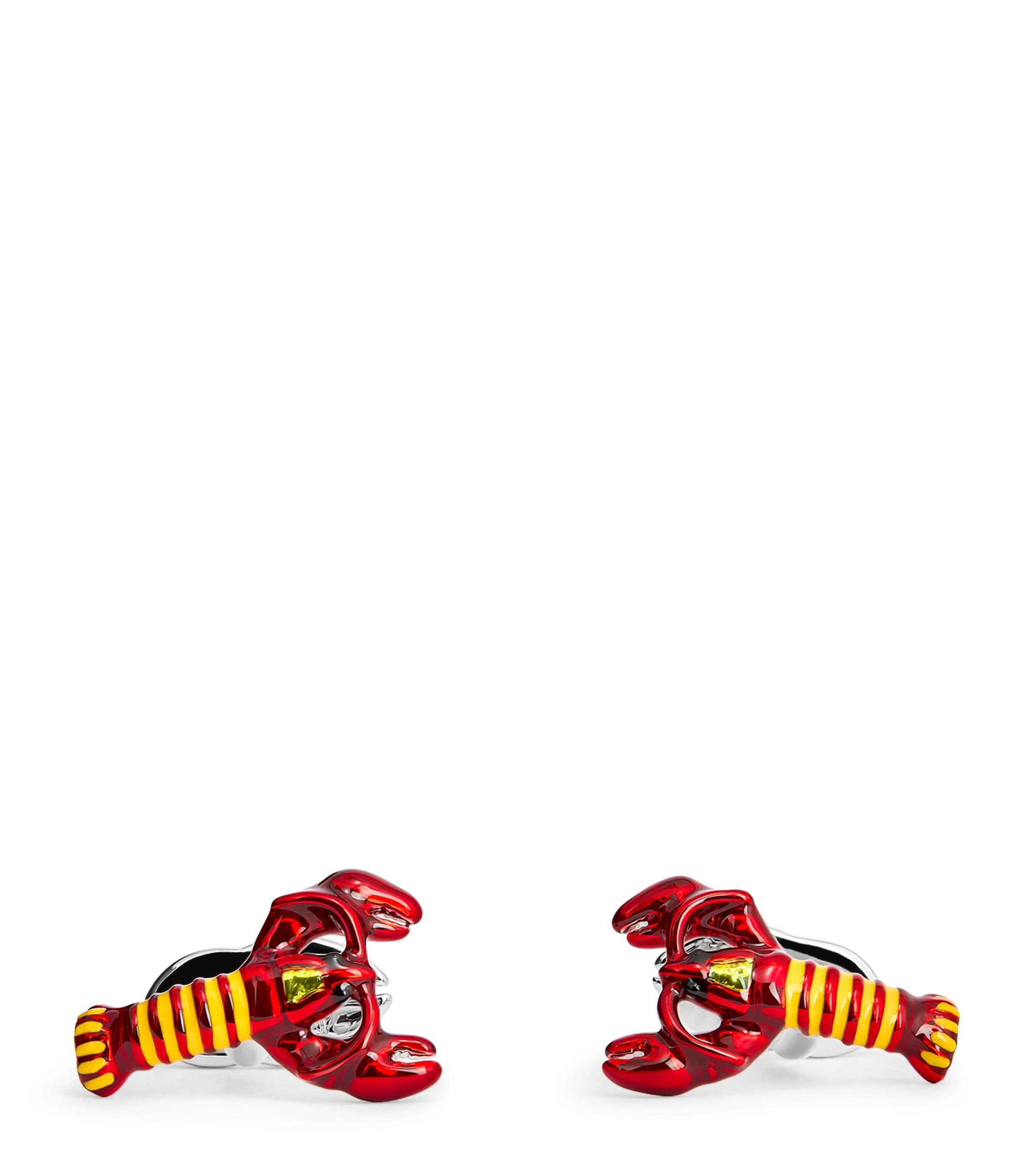 Babette Wasserman Rhodium-Plated Enamel Lobster Cufflinks by BABETTE WASSERMAN