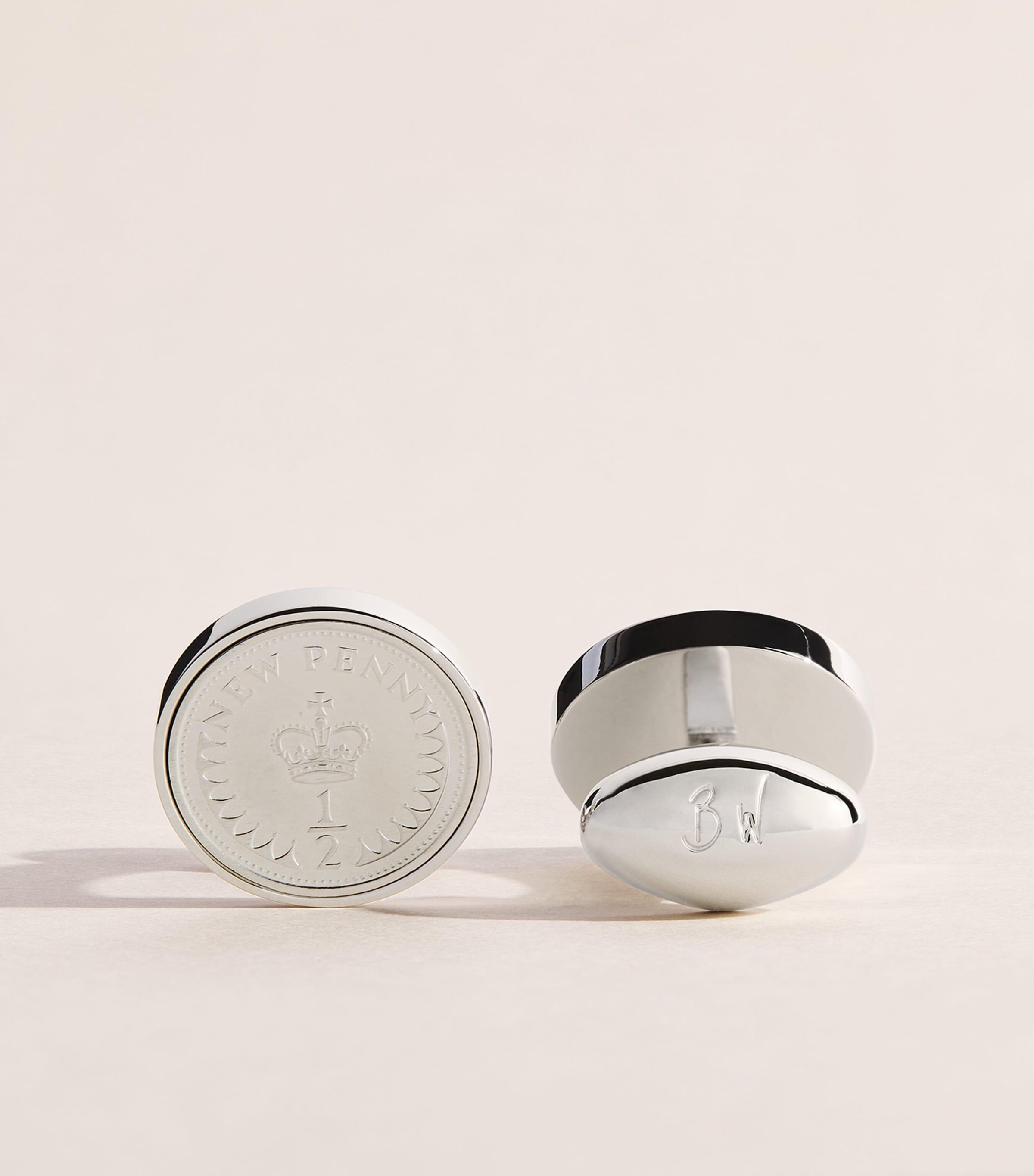 Babette Wasserman Rhodium-Plated Halfpenny Cufflinks by BABETTE WASSERMAN