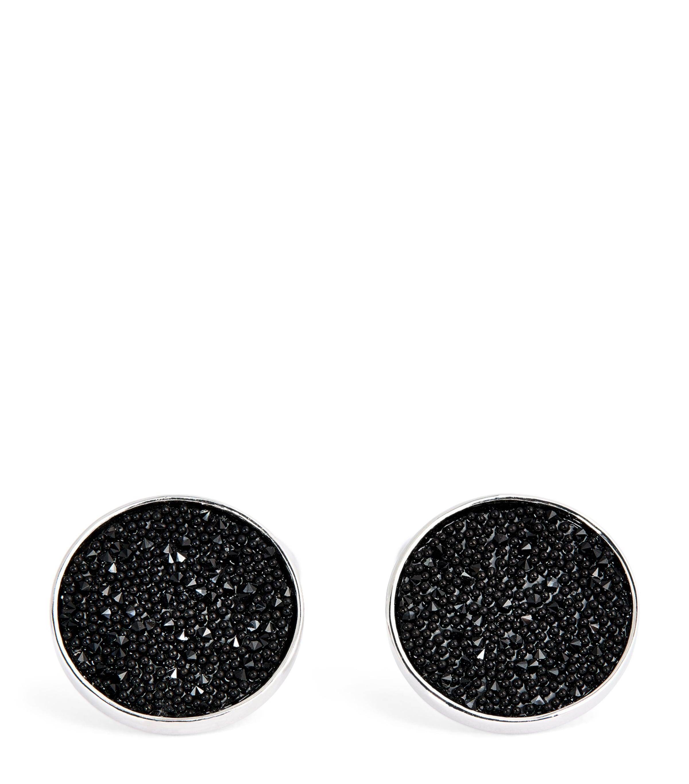 Babette Wasserman Rhodium-Plated Moondust Round Cufflinks by BABETTE WASSERMAN