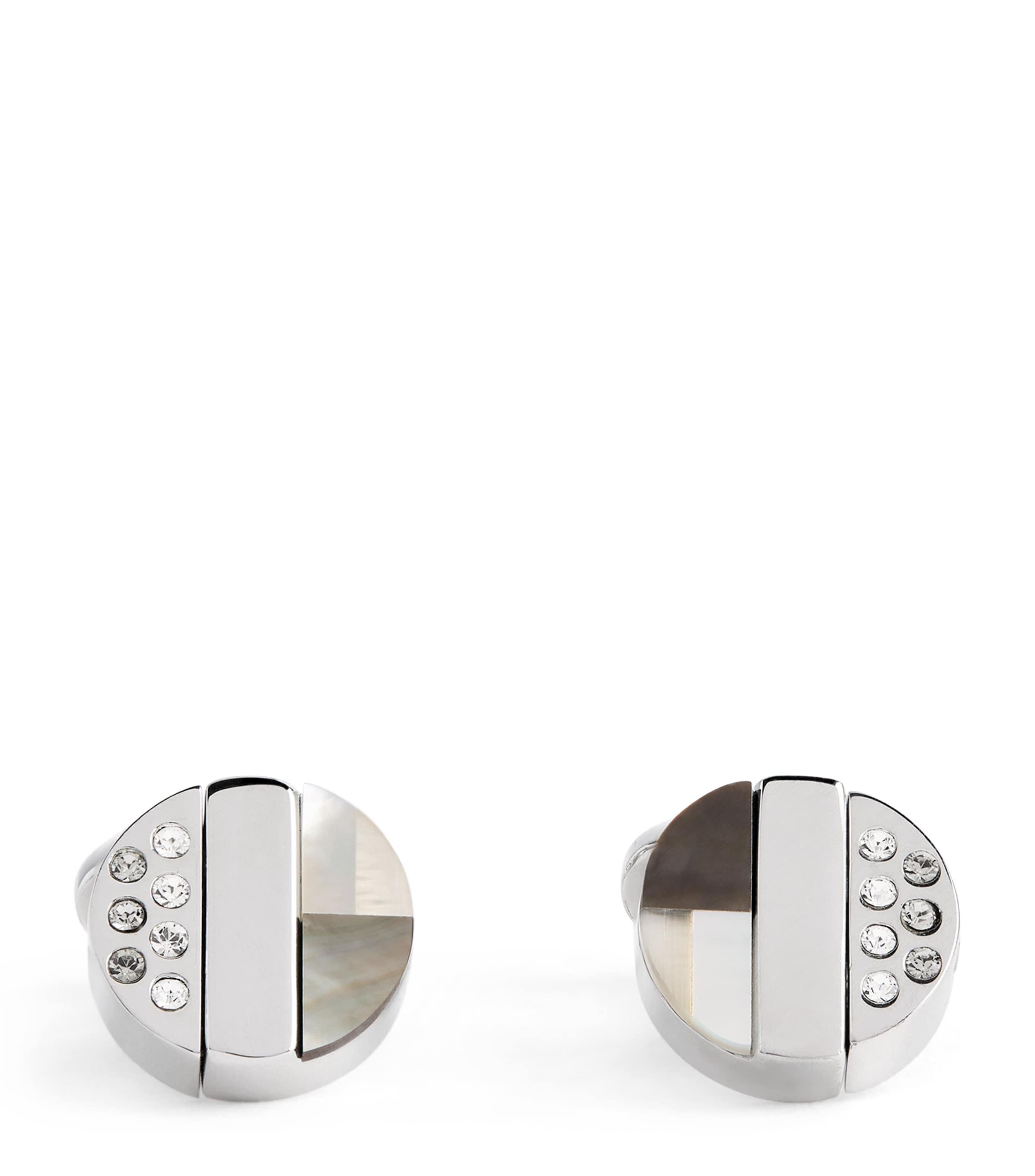 Babette Wasserman Rhodium-Plated Rotary Cufflinks by BABETTE WASSERMAN