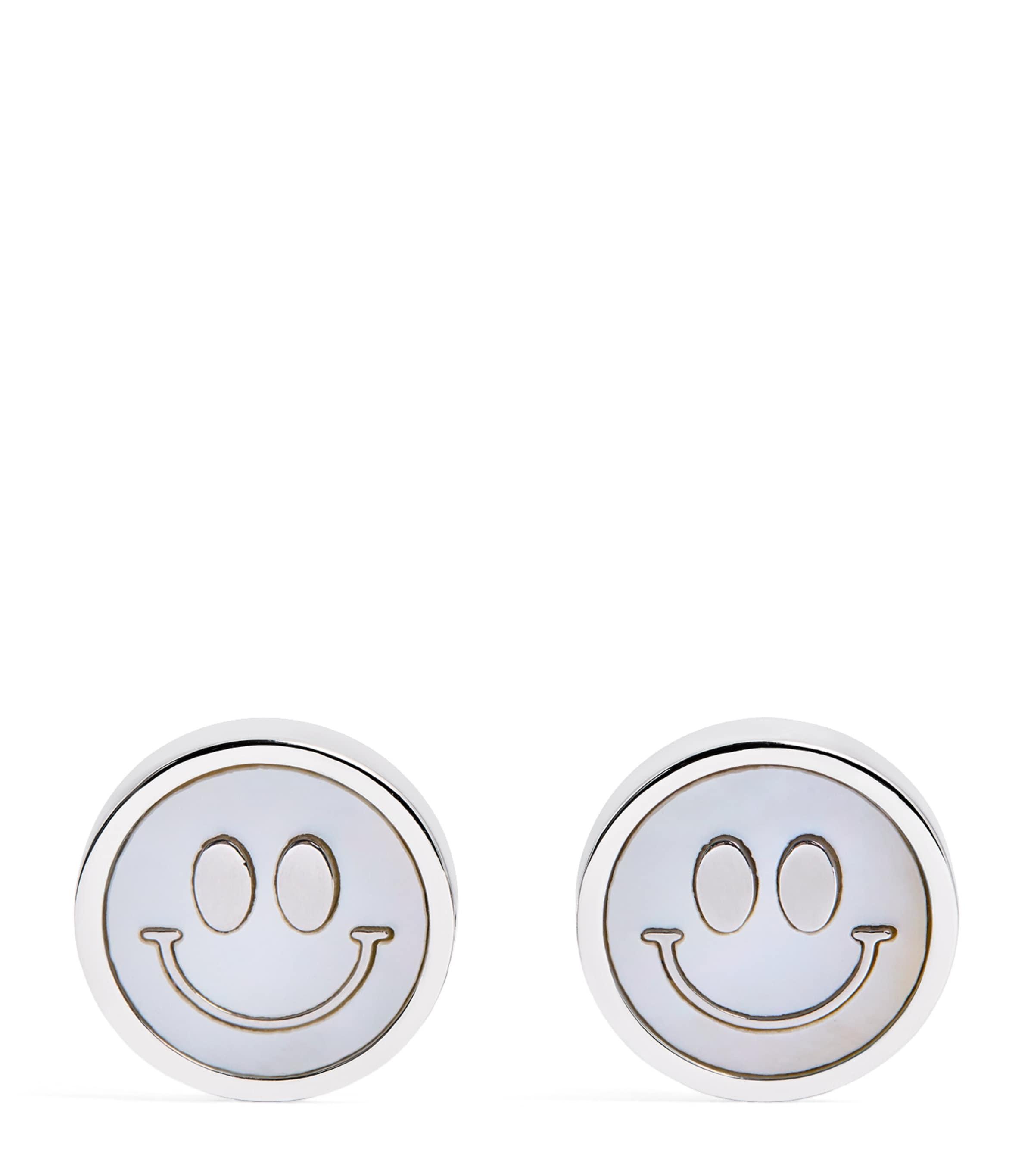 Babette Wasserman Rhodium-Plated Smiley Face Cufflinks by BABETTE WASSERMAN