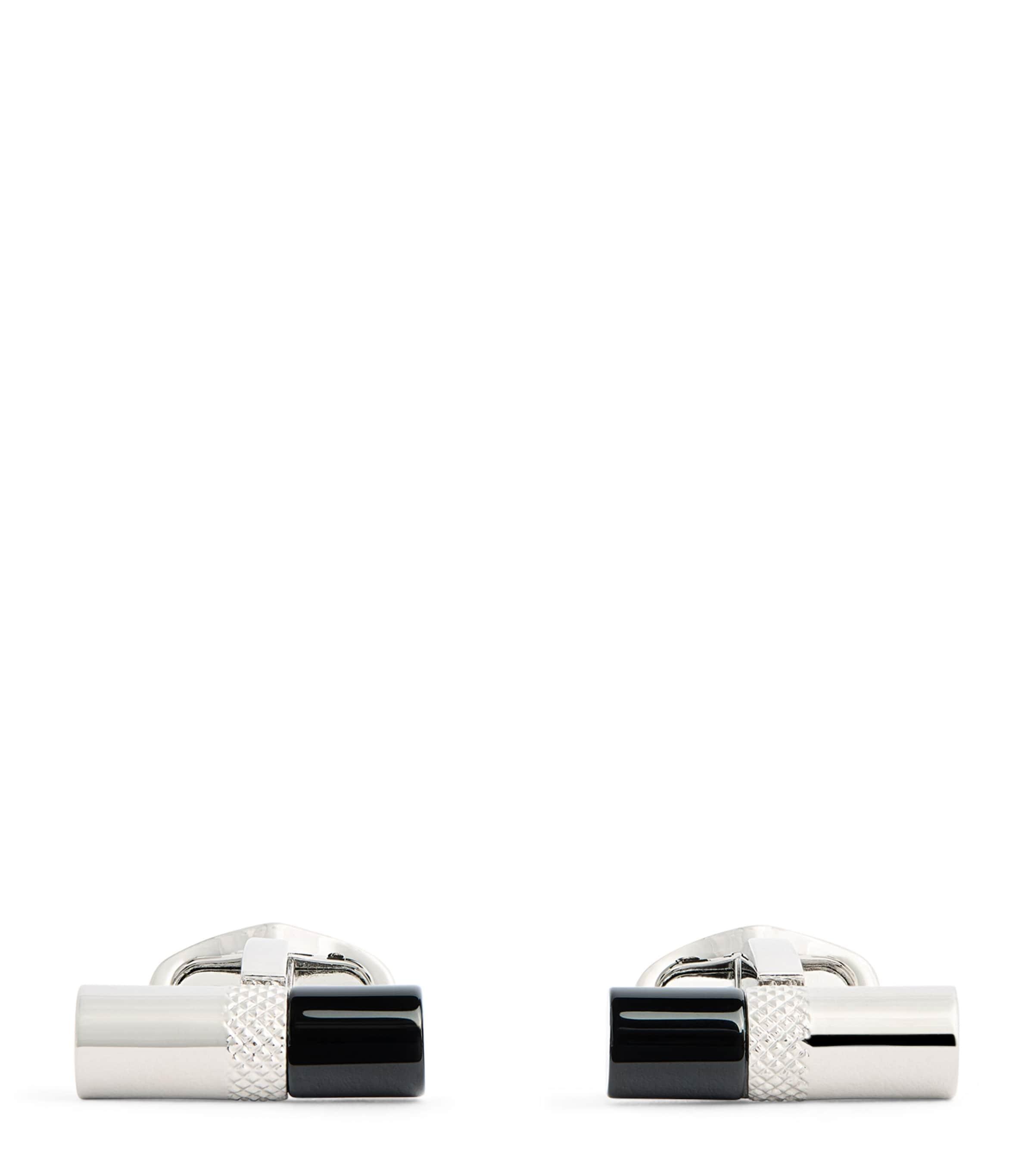 Babette Wasserman Rhodium-Plated Stone Bar Cufflinks by BABETTE WASSERMAN