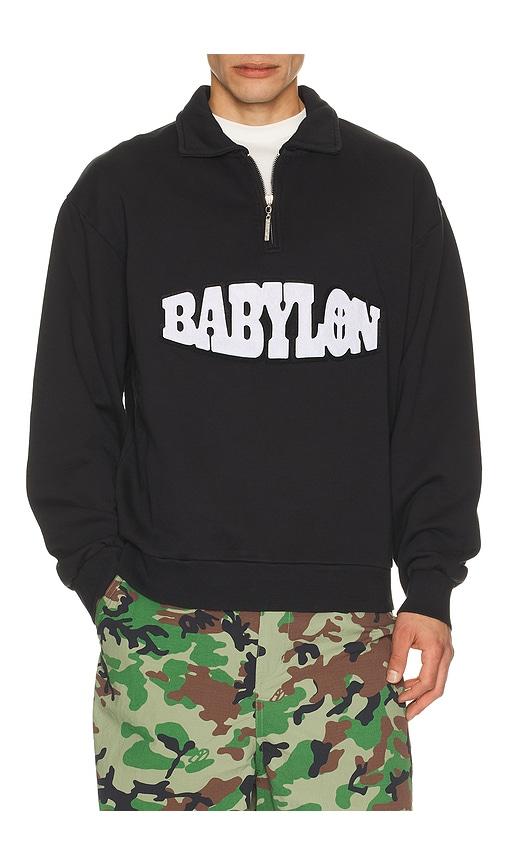 Babylon Half Zip Pullover Sweater in Black by BABYLON