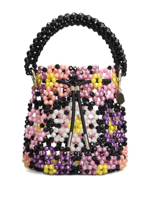Lai beaded-flower bucket bag by BAD AT MATH