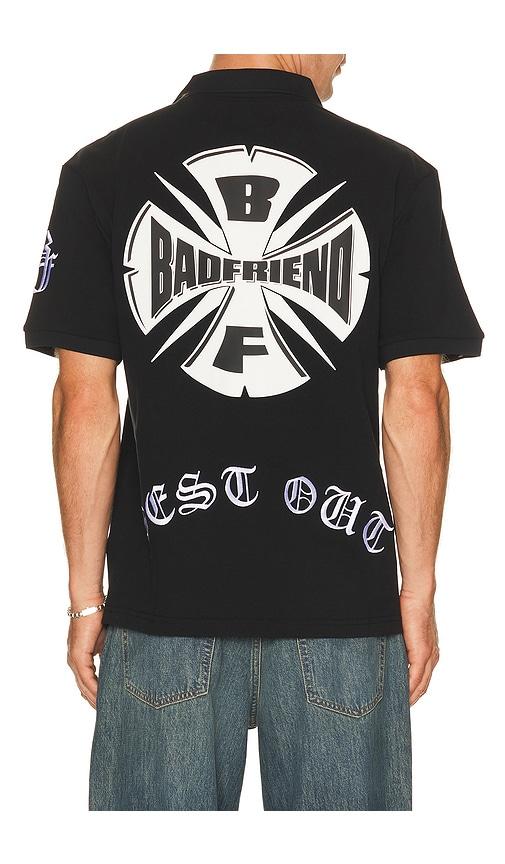 Badfriend Best Out Embroidered Knit Polo in Black by BADFRIEND
