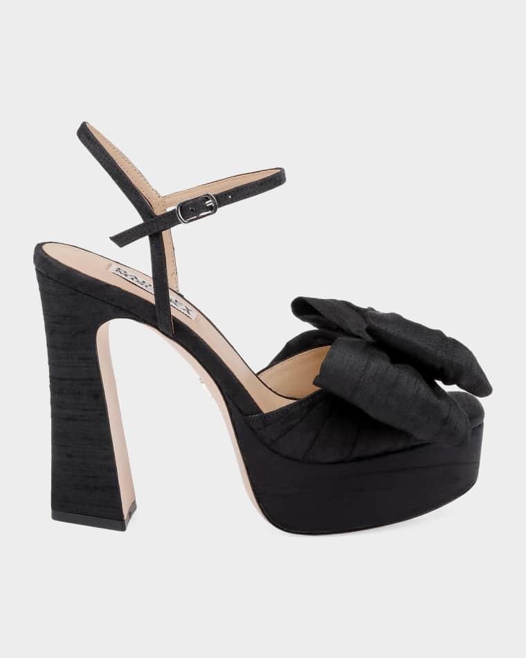 85mm Olivia Satin Bow Platform Sandals by BADGLEY MISCHKA