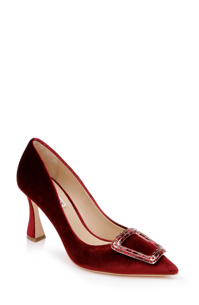 Aubree Pointed Toe Stiletto Pumps with Crystal Buckle by BADGLEY MISCHKA