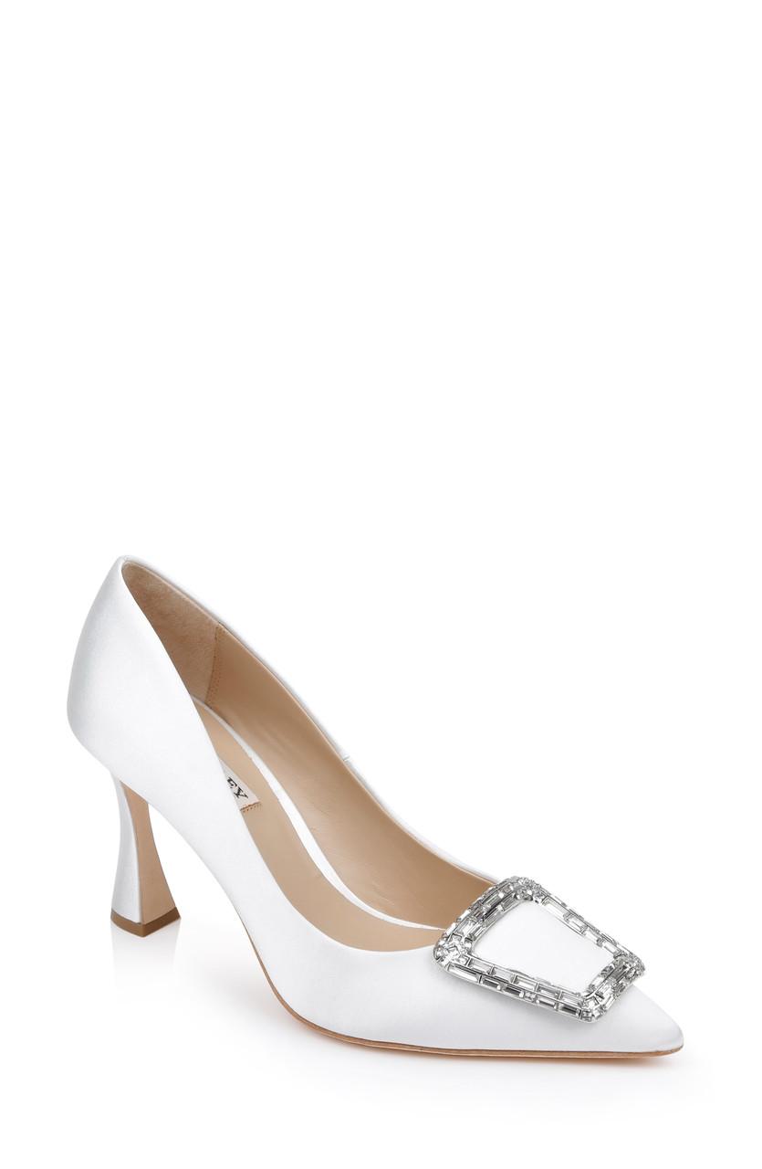 Aubree Pointed Toe Stiletto Pumps with Crystal Buckle by BADGLEY MISCHKA