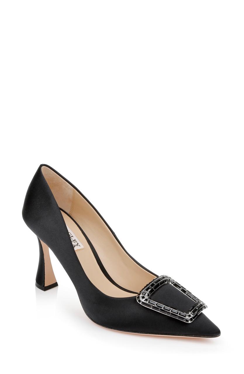 Aubree Pointed Toe Stiletto Pumps with Crystal Buckle by BADGLEY MISCHKA