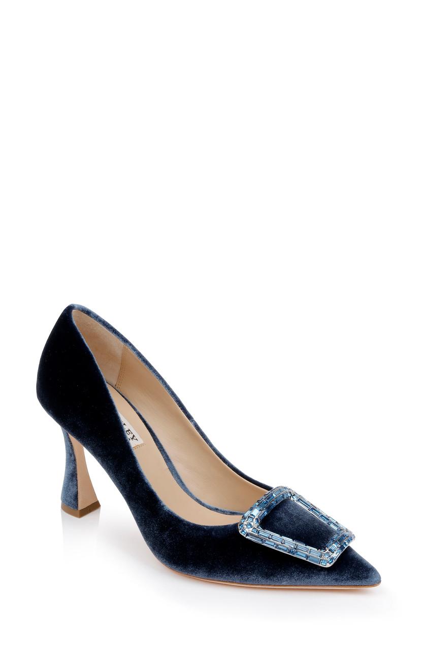 Aubree Pointed Toe Stiletto Pumps with Crystal Buckle by BADGLEY MISCHKA