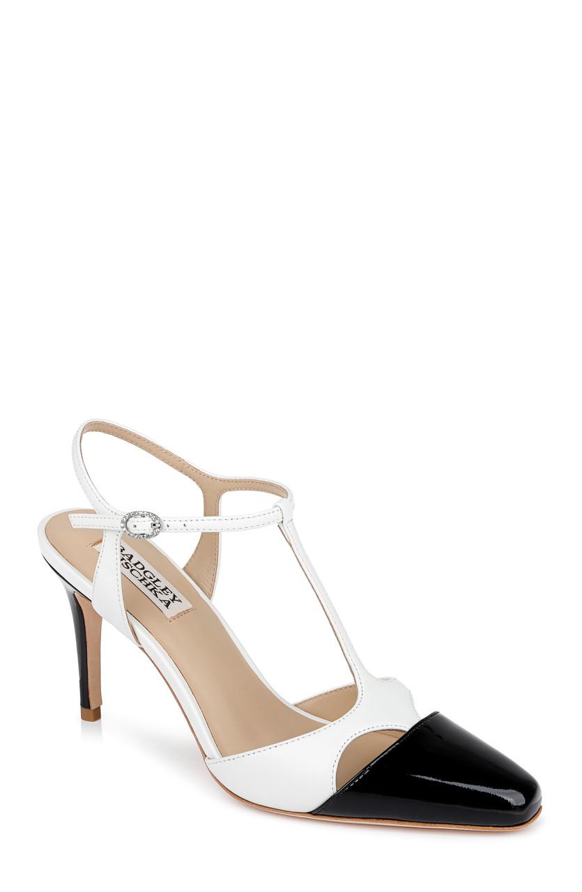 Aurelia Capped Toe T-Strap Stiletto Heels by BADGLEY MISCHKA
