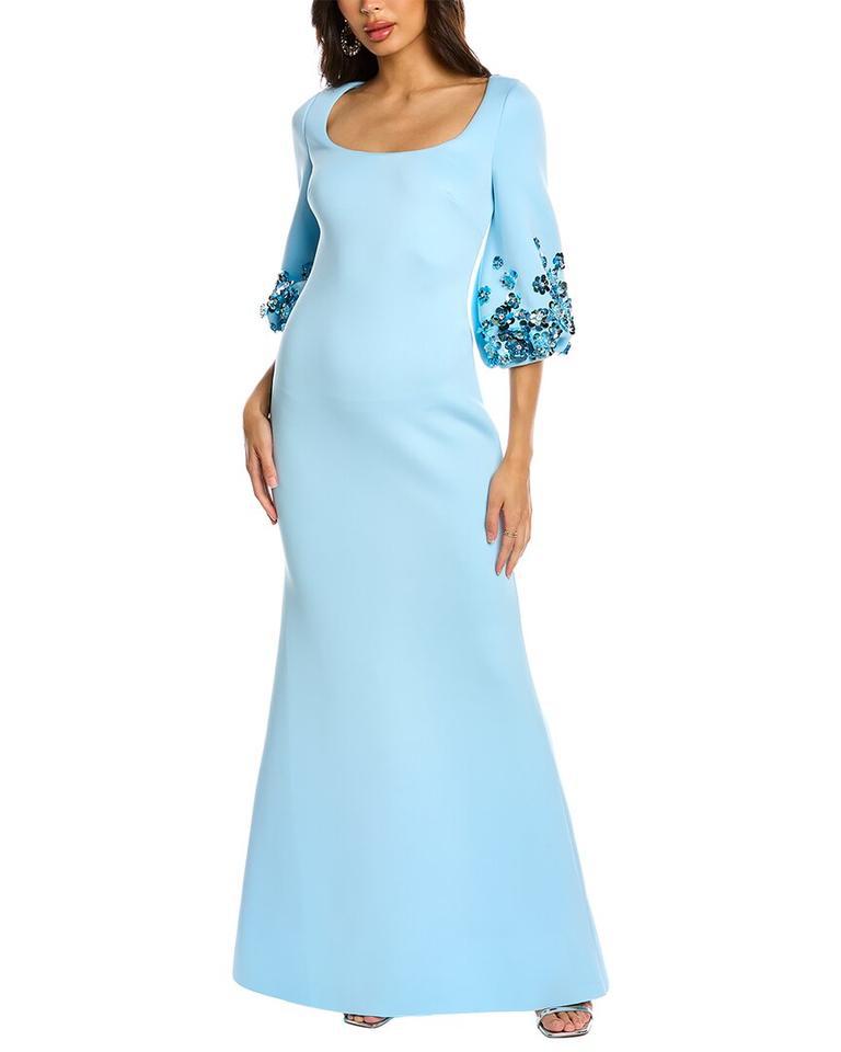 Badgley Mischka Scoop Neck Beaded Sleeve Gown Casual Maxi Dress by BADGLEY MISCHKA