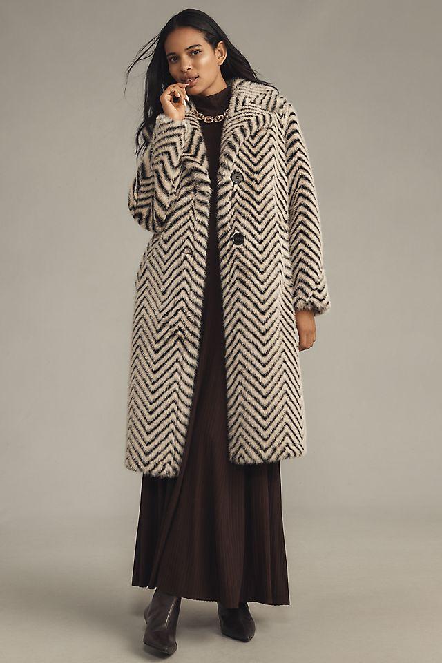 Badgley Mischka Yorn Chevron Luxe Faux-Fur Coat by BADGLEY MISCHKA Badgley Mischka Yorn Chevron Luxe Faux-Fur Coat by BADGLEY MISCHKA