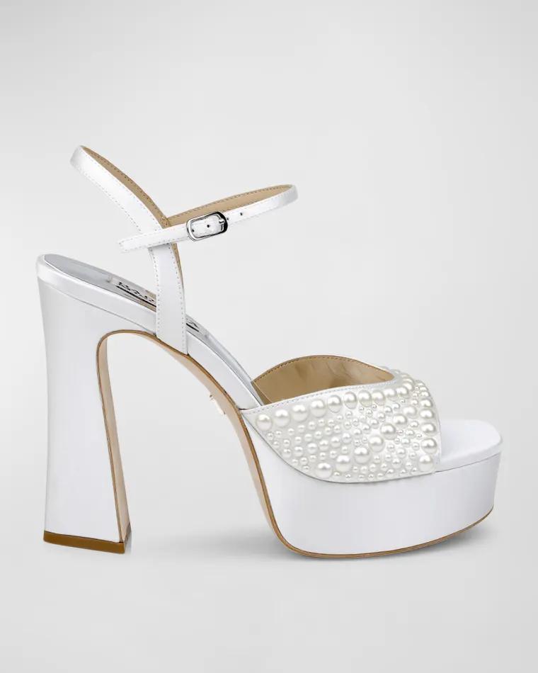 Bryleigh Pearly Silk Platform Sandals by BADGLEY MISCHKA