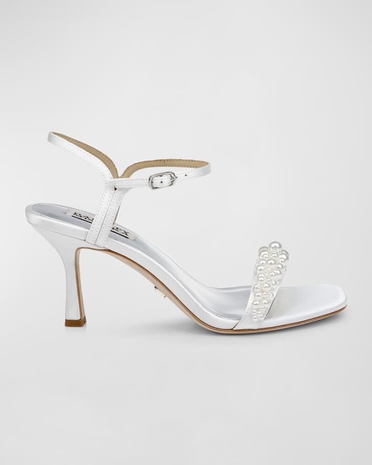 Caitlyn Pearly Satin Ankle-Strap Sandals by BADGLEY MISCHKA Caitlyn Pearly Satin Ankle-Strap Sandals by BADGLEY MISCHKA