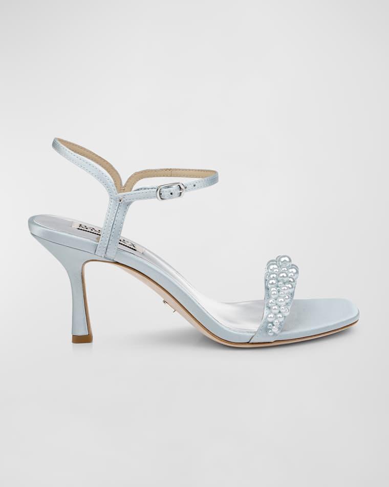 Caitlyn Pearly Satin Ankle-Strap Sandals by BADGLEY MISCHKA
