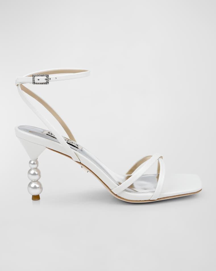 Callie Leather Crisscross Ankle-Strap Sandals by BADGLEY MISCHKA