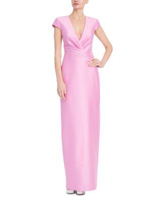 Cap Sleeve Pleated Waist Gown by BADGLEY MISCHKA
