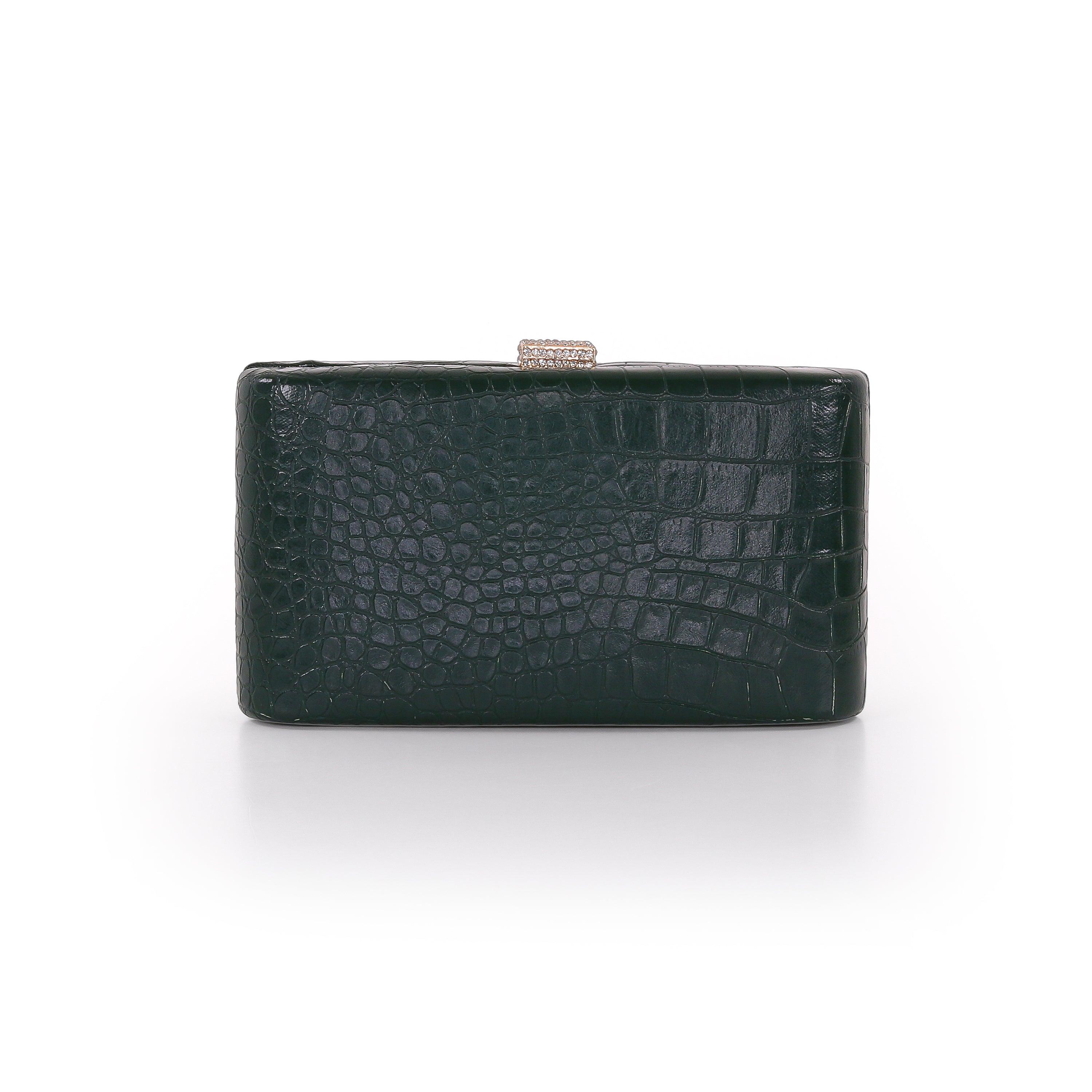 Cleo Croc Embossed Leather Minaudiere by BADGLEY MISCHKA