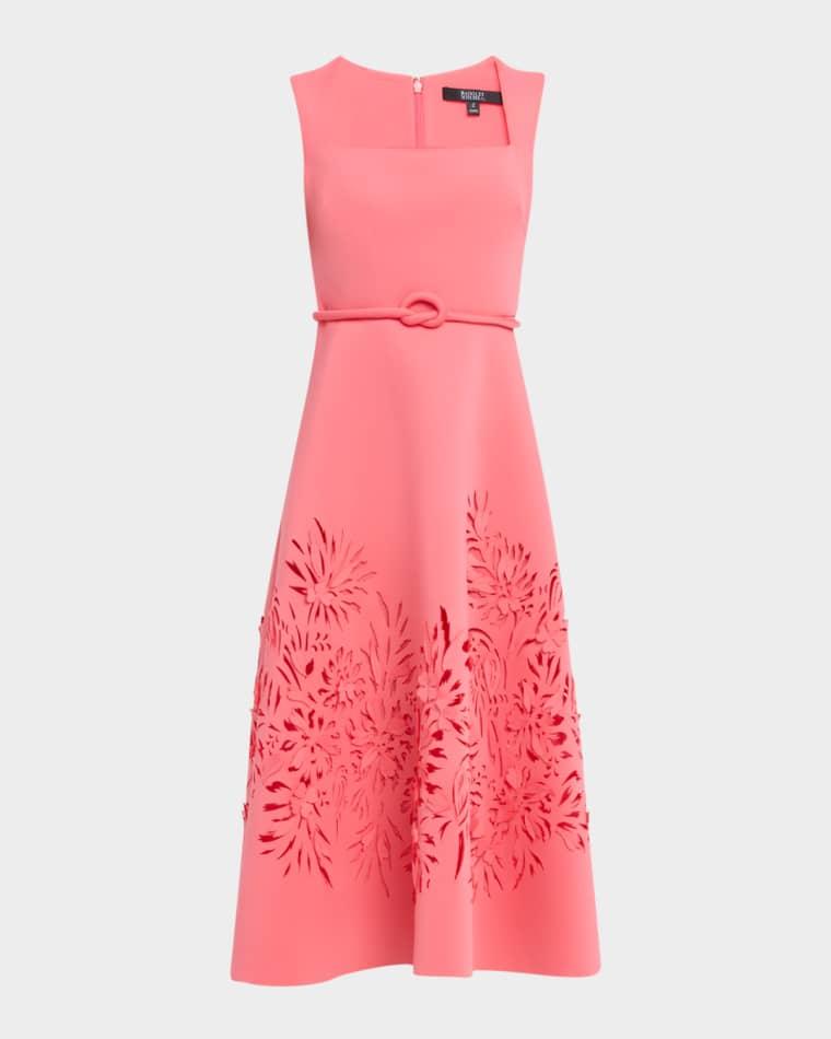 Cutout Square-Neck Scuba Midi Dress by BADGLEY MISCHKA