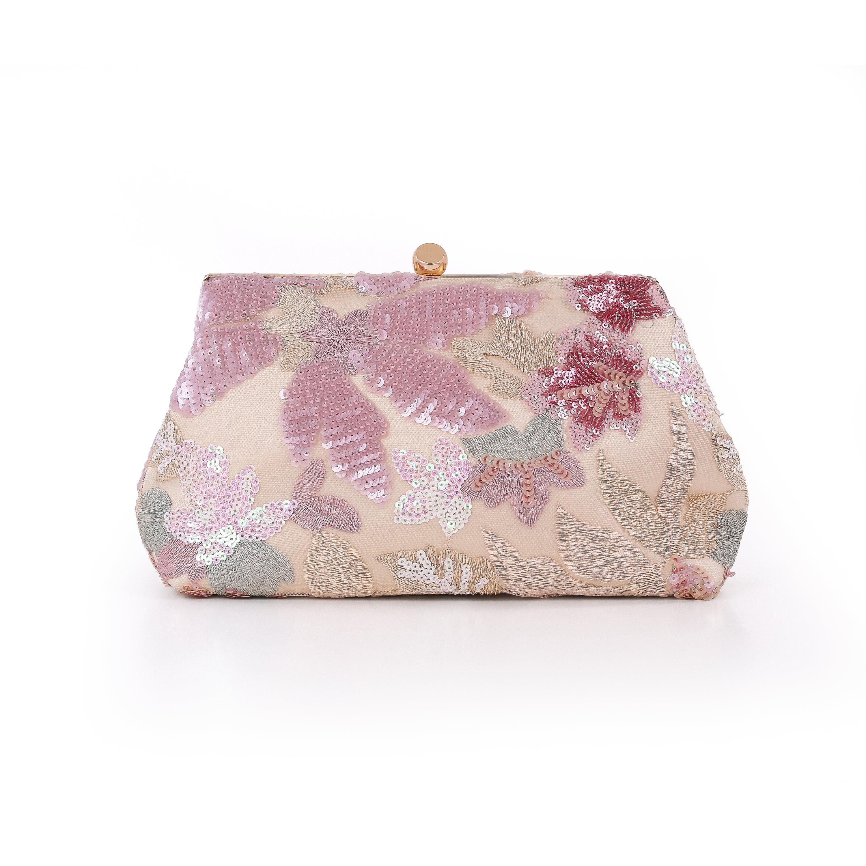 Elara Floral Sequin Pouch Clutch by BADGLEY MISCHKA