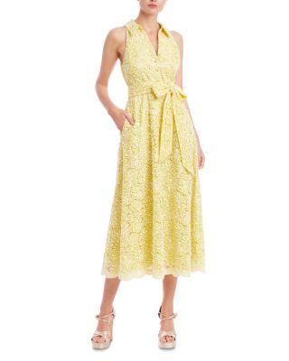 Eyelet Lace Halter Midi Dress by BADGLEY MISCHKA