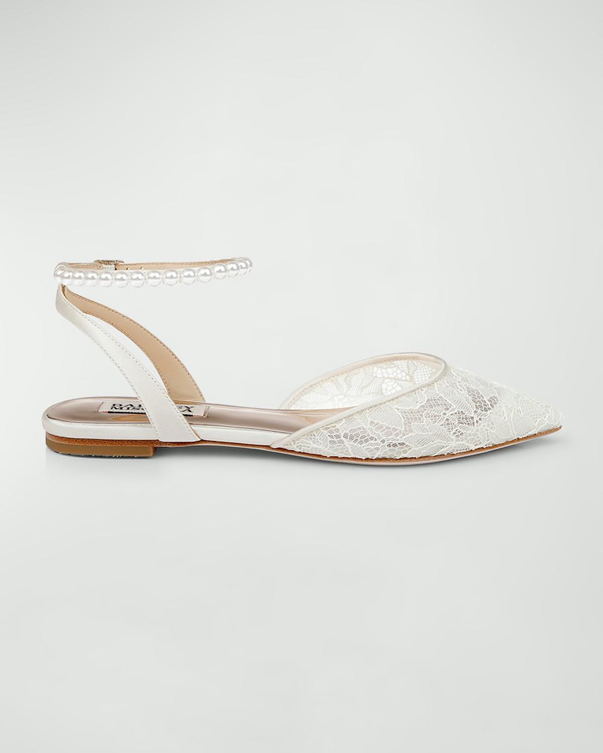 Fawn Mesh Ankle-Strap Ballerina Flats by BADGLEY MISCHKA