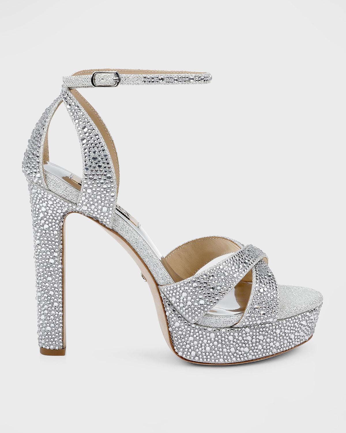 Fizzy Crystal Ankle-Strap Platform Sandals by BADGLEY MISCHKA Fizzy Crystal Ankle-Strap Platform Sandals by BADGLEY MISCHKA