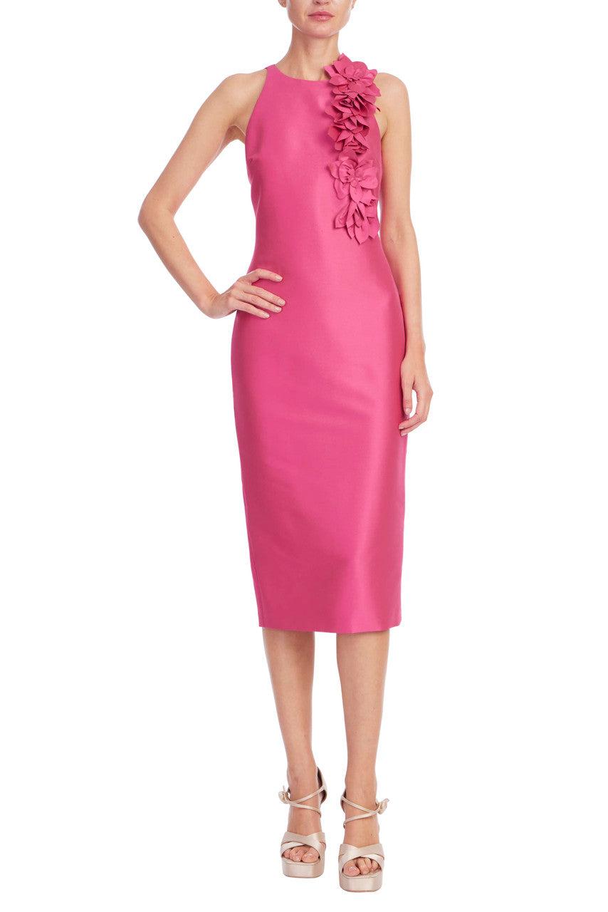 Floral Appliqué Mikado Sheath Dress by BADGLEY MISCHKA
