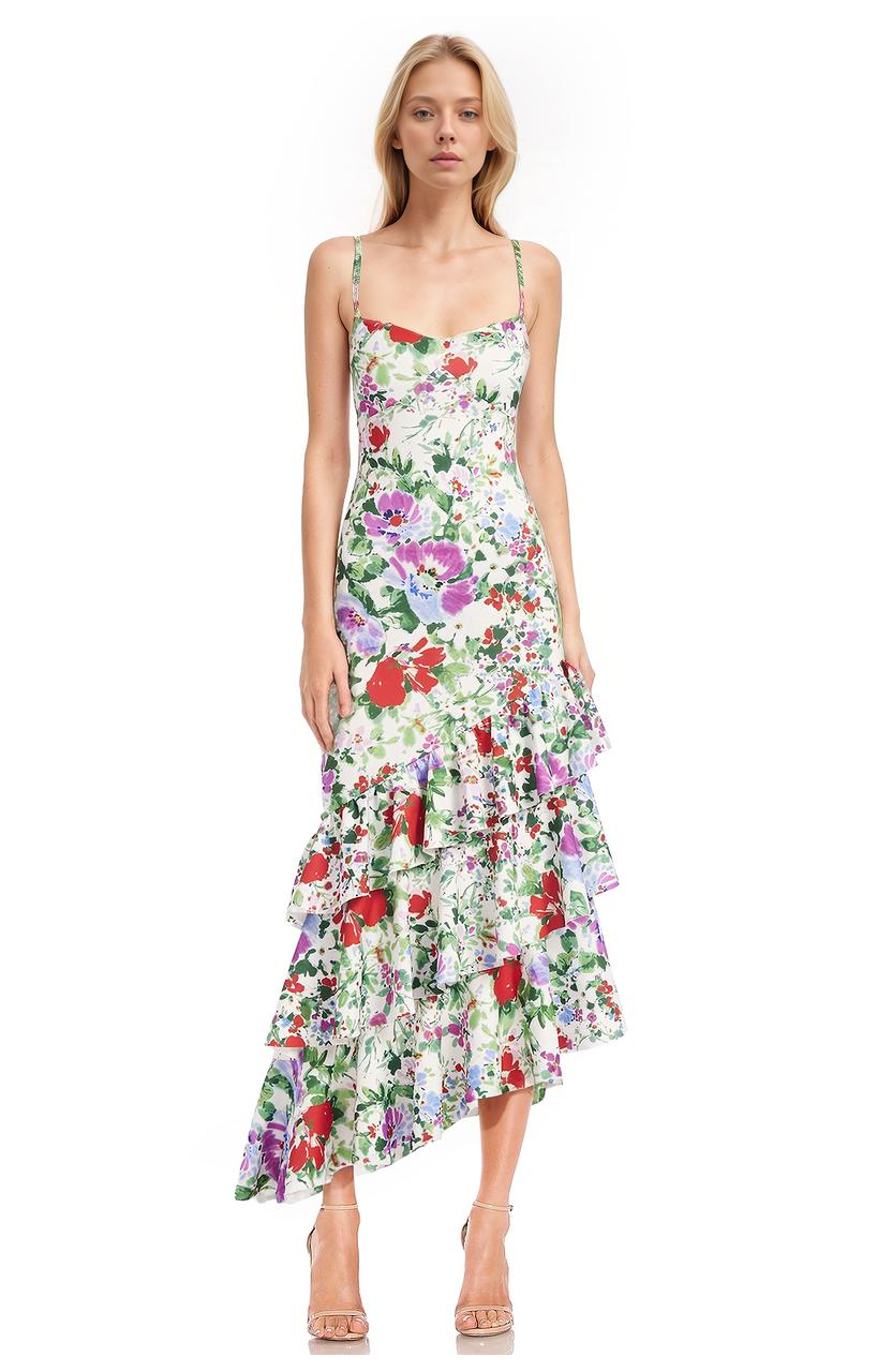 Floral Asymmetrical Tiered Dress by BADGLEY MISCHKA