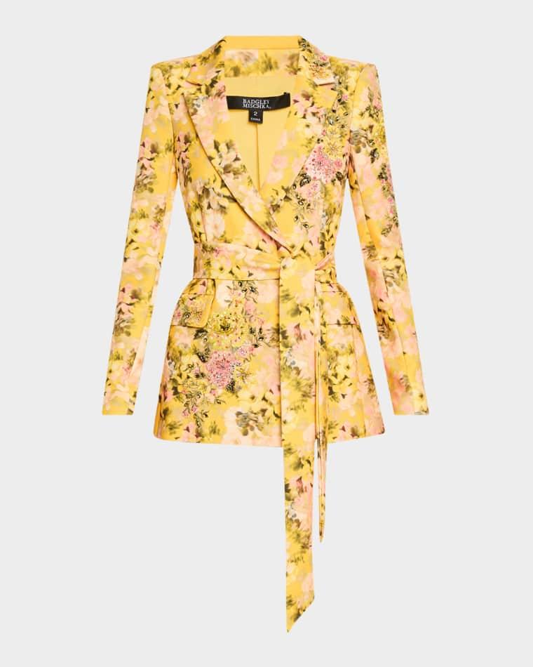 Floral-Print Embroidered Jacket by BADGLEY MISCHKA