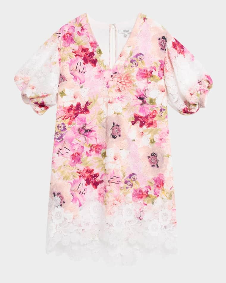 Floral-Print Lace & Eyelet Mini Dress by BADGLEY MISCHKA Floral-Print Lace & Eyelet Mini Dress by BADGLEY MISCHKA
