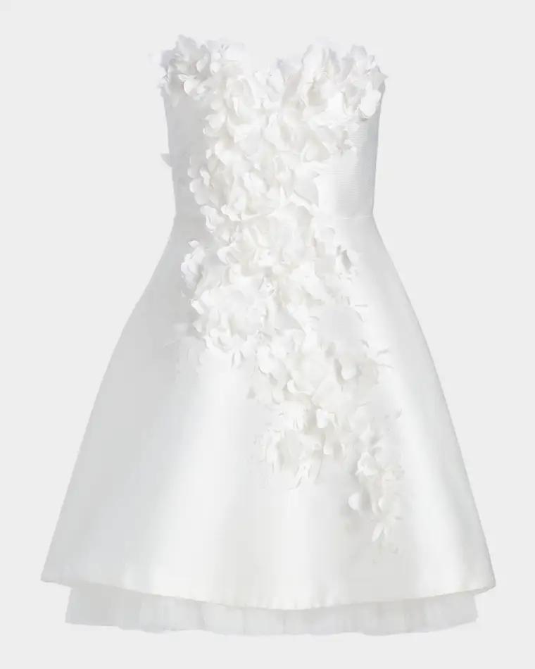 Flower Applique A-Line Mini Dress by BADGLEY MISCHKA