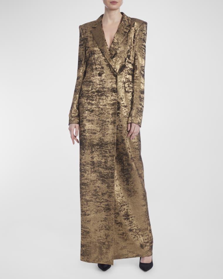Foiled Double-Breasted Maxi Coat by BADGLEY MISCHKA
