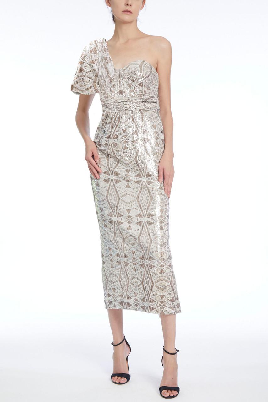 Geometric One Shoulder Cocktail Dress by BADGLEY MISCHKA Geometric One Shoulder Cocktail Dress by BADGLEY MISCHKA