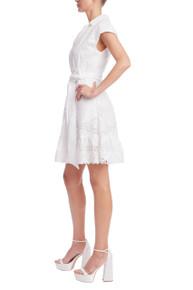 Ivory Eyelet Belted Shirt Dress by BADGLEY MISCHKA