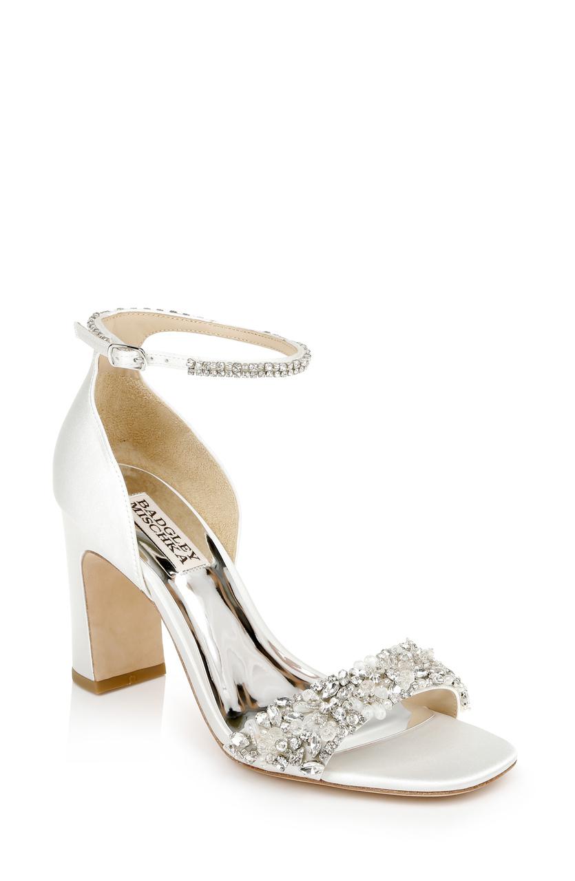 Kendall Crystal-Adorned Block Heel by BADGLEY MISCHKA