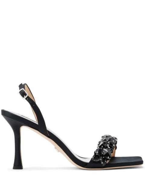 Leanna 85mm crystal sandals by BADGLEY MISCHKA
