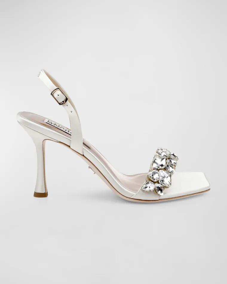 Leanna Satin Crystal Slingback Sandals by BADGLEY MISCHKA