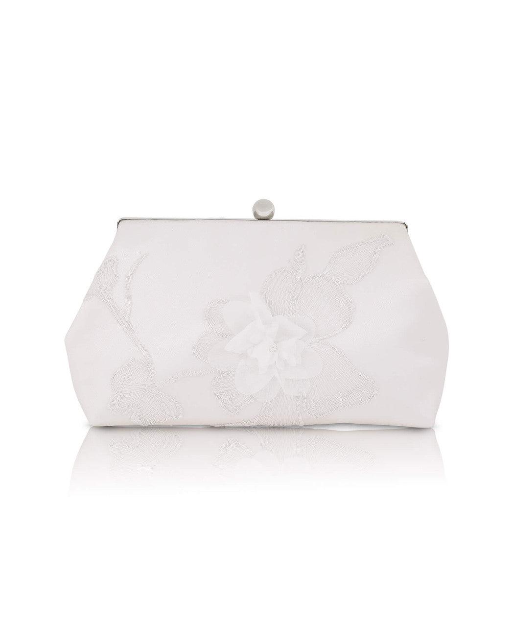 Lila Floral Applique Pouch Clutch by BADGLEY MISCHKA