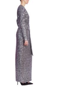 Long Sequin Wrap Coat Gown by BADGLEY MISCHKA