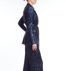 Long Sleeve Belted Wrap Sequin Blazer by BADGLEY MISCHKA